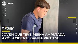Jovem que perdeu a perna em acidente de moto consegue prótese | Primeiro Impacto (23/05/25)
