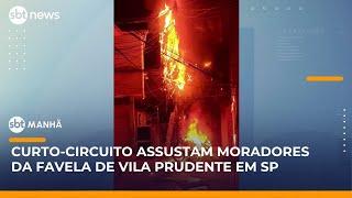 Fiação elétrica pega fogo e assusta moradores da favela de Vila Prudente em SP | #SBTManhã