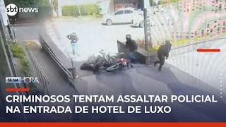 Policial reage a tentativa de assalto em frente a hotel de luxo na zona sul de SP | #TanaHora