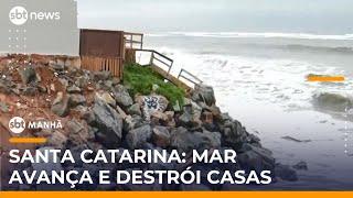 Praia ampliada volta a ser engolida pelo mar e moradores vivem sob risco em SC | #SBTManhã