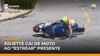 Juliette cai de moto avaliada em R$ 140 mil durante "estreia" do presente de aniversário | #SBTManhã