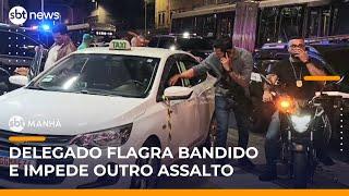 Delegado impede assalto a taxista na zona sul de São Paulo | #SBTManhã (05/06/25)