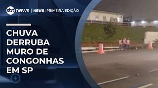 Temporal provoca alagamentos e incidente no aeroporto de Congonhas | #NewsPrimeiraEdição