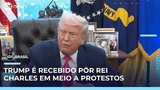 Trump é recebido pelo rei Charles em visita marcada por protestos no Reino Unido | #SBTBrasil