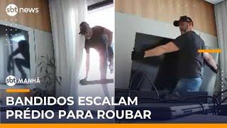 Flagra: Criminosos escalam prédio e invadem apartamento em Curitiba | #SBTManhã