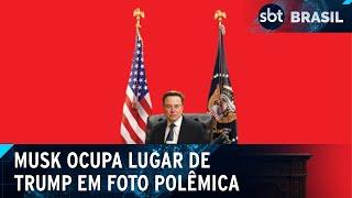 Revista Time divulga imagem de Elon Musk na cadeira presidencial de Trump | SBT Brasil (07/02/25)