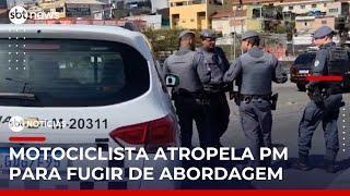 Motociclista atropela policial para tentar fugir de abordagem | #SBTNoticias