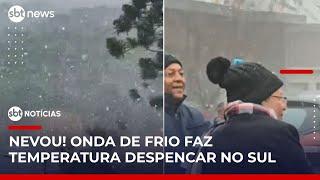 Onda de frio faz nevar em cidades de Santa Catarina e Rio Grande do Sul | #SBTNotícias 1ª Edição