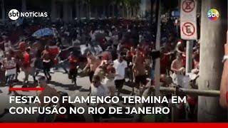 Confusão marca fim da festa do tetra do Flamengo no Centro do Rio | #SBTNotícias