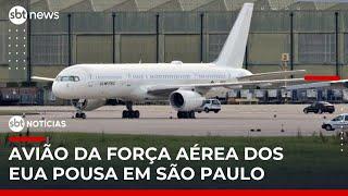 Avião sem identificação do governo dos EUA pousa em São Paulo | #SBTNoticias