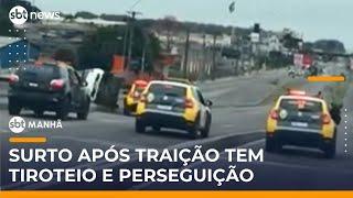 Homem descobre que ex está em motel, atira e capota após perseguição | #SBTManhã