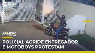 Policial agride entregador e motoboys protestam em condomínio | #PrimeiroImpacto