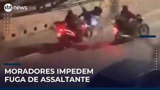 Flagra: Moradores impedem assalto e seguram criminoso até chegada da PM | #SBTNews Manhã (21/05/25)