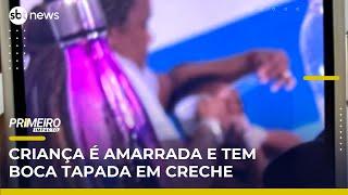 Criança é amarrada e tem boca tapada com fita por educadora em creche | Primeiro Impacto (06/06/25)