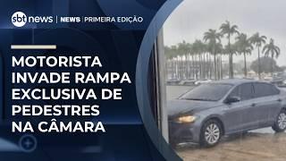 Motorista que invadiu rampa da Câmara levava servidor; órgão apura o caso | #NewsPrimeiraEdição
