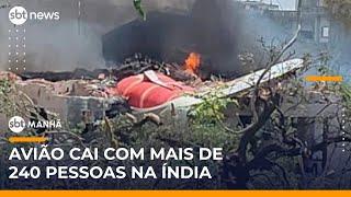 Avião com mais de 200 passageiros cai perto de aeroporto na Índia | #SBTManhã