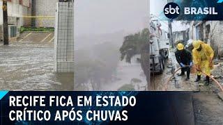 Chuva no Grande Recife tem ruas alagadas, morte por choque e alerta máximo | SBT Brasil (05/02/25)