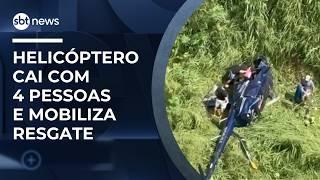 Helicóptero cai com quatro pessoas e mobiliza equipes de resgate | #NewsSábado