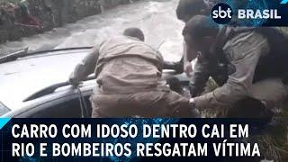 Idoso é resgatado de carro que caiu em rio de Minas Gerais | SBT Brasil (03/01/25)