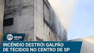 Incêndio atinge galpão de tecidos no centro de São Paulo | #SBTNews Manhã (25/12/24)