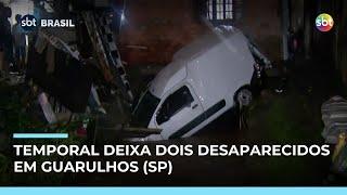 Duas pessoas estão desaparecidas após carro ser arrastado por enxurrada em Guarulhos