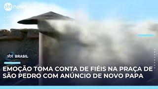 Conclave: fumaça branca deixa fiéis comovidos após escolha de papa | SBT Brasil (08/05/25)