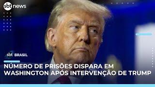 Mais de 100 pessoas são presas em Washington após Trump anunciar intervenção | #SBTBrasil 
