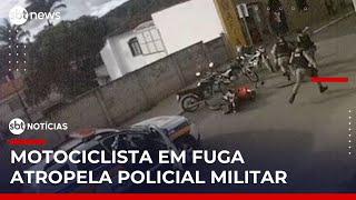 Foragido da Justiça, homem atropela PM em blitz e tenta fugir | #SBTNotícias
