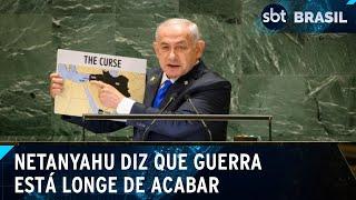 Premiê de Israel reforça discurso de guerra e enfrenta protestos na ONU | SBT Brasil (27/09/24)