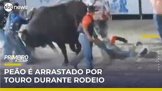 Peão é arrastado por touro em rodeio de Hortolândia (SP) e sobrevive | Primeiro Impacto (19/05/25)