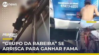Jovens se arriscam pendurados em ônibus na Grande SP para viralizar | #PrimeiroImpacto
