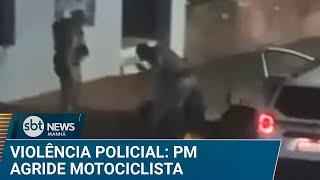 PM agride motociclista com chute e atira capacete em Lajeado (RS) | #SBTNews Manhã (26/12/24)