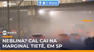 Carga de cal cai de caminhão na Marginal Tietê e prejudica trânsito | #SBTManhã