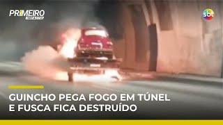 SP: Guincho com Fusca pega fogo dentro de túnel na Rodovia dos Imigrantes | #PrimeiroImpacto