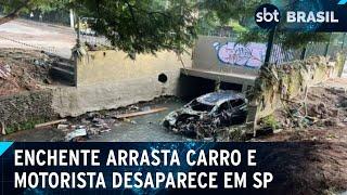 Motorista desaparece depois de carro ser arrastado por enxurrada em SP | SBT Brasil (07/02/25)