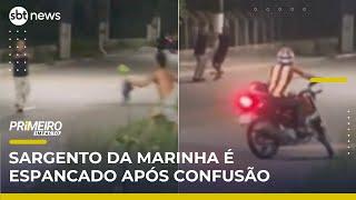 Sargento da Marinha é espancado por cinco homens após briga em bar | Primeiro Impacto (13/05/25)