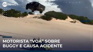 Motorista "voa" sobre buggy em duna e causa acidente em Canoa Quebrada | #SBTNews Manhã (19/05/25)