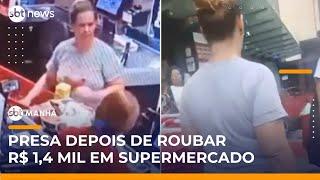 Mulher é presa após furtar R$ 1,4 mil em produtos de supermercado no Rio | #SBTManhã