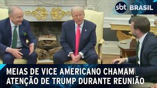 Trump elogia meias de JD Vance em reunião com primeiro-ministro da Irlanda | SBT Brasil (13/03/25)