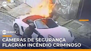 SP: Dupla é flagrada colocando fogo em porsche conversível | #SBTManhã