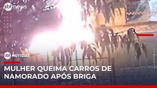 Após crise de ciúmes, mulher coloca fogo em carros do namorado em Curitiba | #SBTNotícias