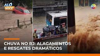 RJ: passageiros são resgatados com bote e enxurrada deixa Petrópolis em alerta extremo | #AloVoce