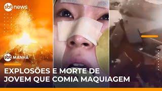 Pelo mundo: Morre influenciadora que comia maquiagem; vulcão entra em erupção | #SBTManhã (06/06/25)