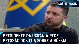 Zelensky faz apelo e pede aos EUA medidas duras contra Rússia | SBT Brasil (14/03/25)