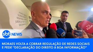 Moraes volta a cobrar regulação de redes sociais e pede "declaração do direito à boa informação"