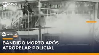 Criminoso com refém em porta-malas morre após atropelar PM | #SBTNotícias 1ª Edição