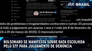 Bolsonaro reage a data para análise da denúncia contra tentativa de golpe  | SBT Brasil (13/03/25)