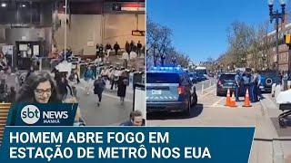 Homem com máscara atira em estação de metrô nos EUA e causa pânico | #SBTNews Manhã (22/04/25)