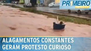 Com alagamentos constantes, moradora protesta na enchente | Primeiro Impacto (23/12/24)