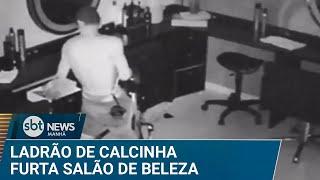 Vestindo calcinha, suspeito é flagrado furtando salão de beleza | #SBTNews Manhã (20/03/25)